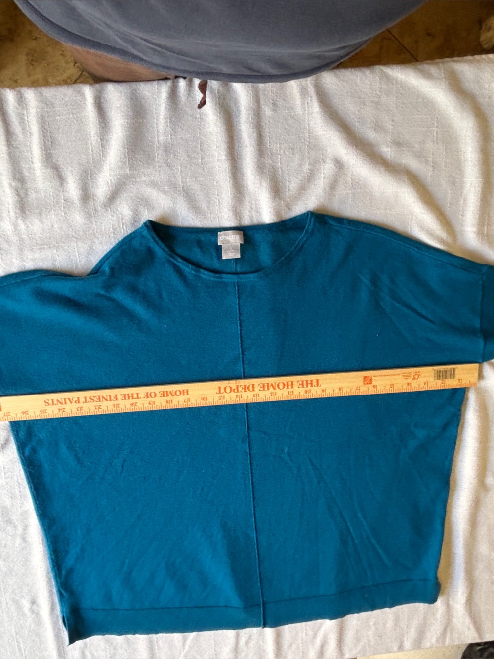 Chico's Teal Scoop Neck Lightweight Sweater ~ Chico’s Size 2/Women’s 12 - Picture 4 of 11